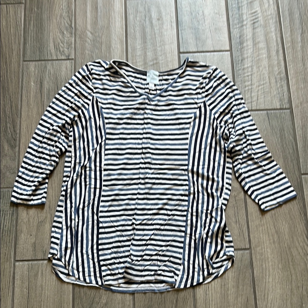Sunday White and Blue Relaxed Blouse